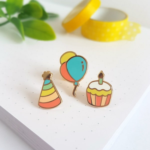 Birthday Mini Pins | Set of 3 Hard Enamel Mini Pins