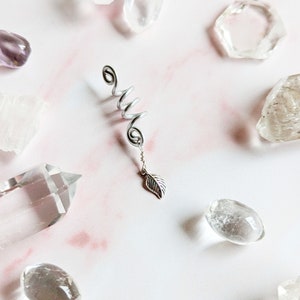 Silver Hair Cuff / Braid Wrap / Spiral / Crystal / Leaf / Dreadlock Jewellery / image 3