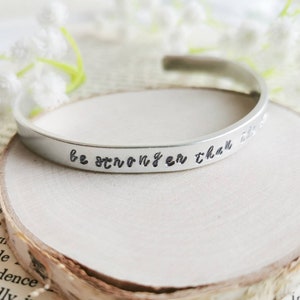 Be Stronger Than The Storm Bracelet Stamped Bangle Cuff