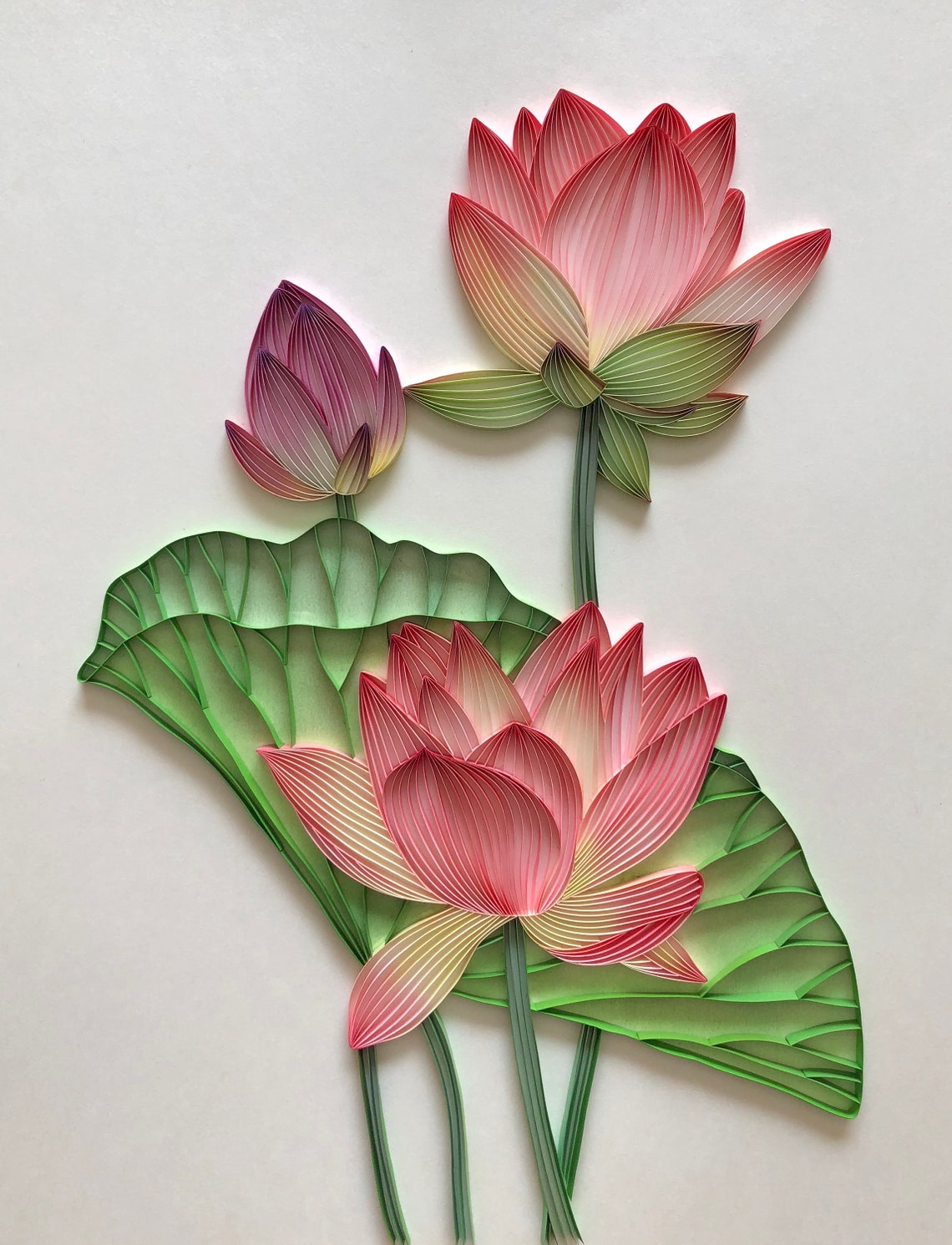 Quilled Flower Wall Art Lotus 3D Art Paper Painting Unique Etsy