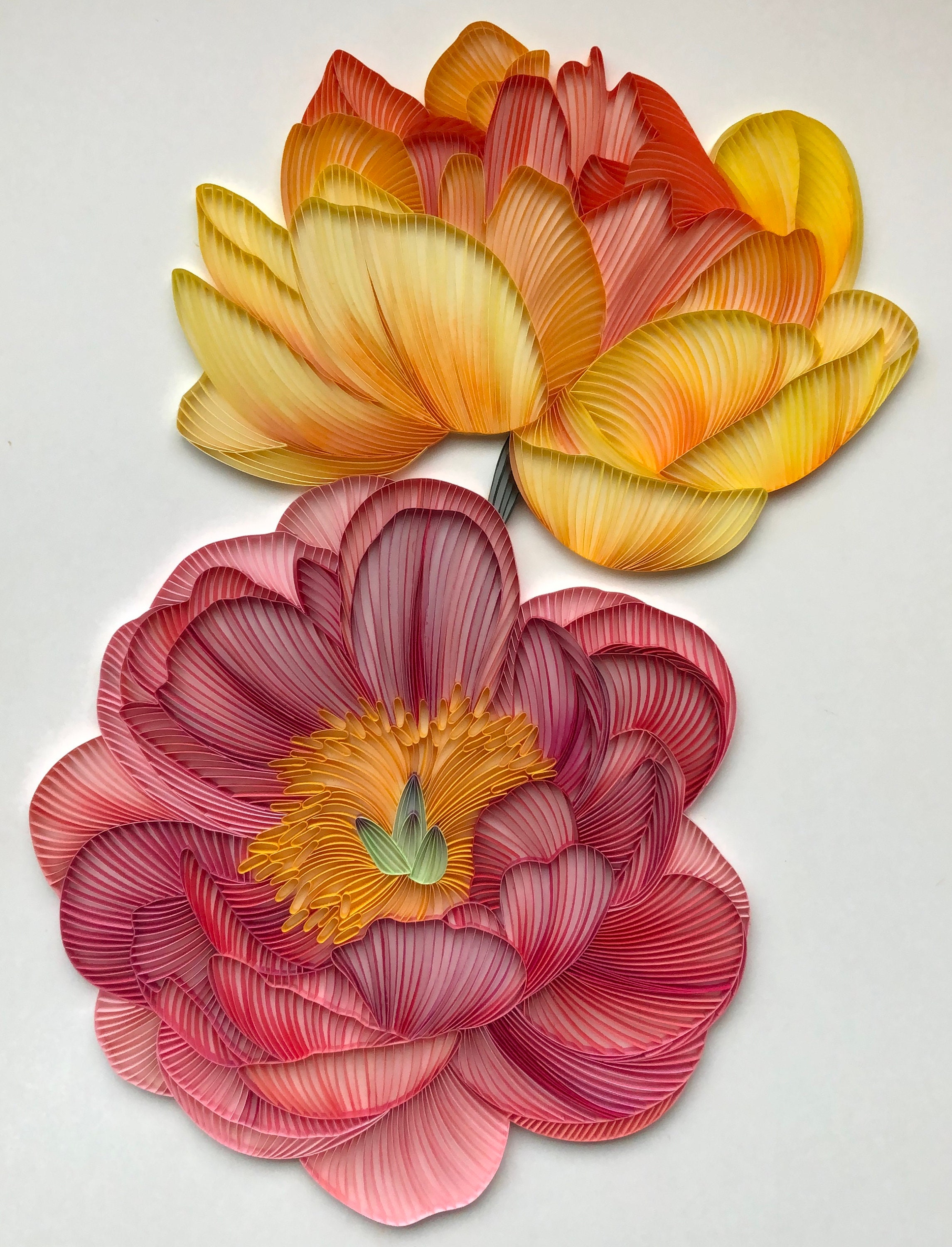 Quilled Flower Peony 3D Art Paper Painting Unique Gift for Etsy