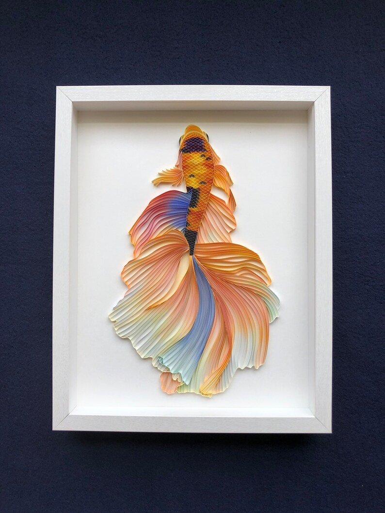 Quilled Wall Art Betta Fish 3D Framed Paper Art Covered Etsy