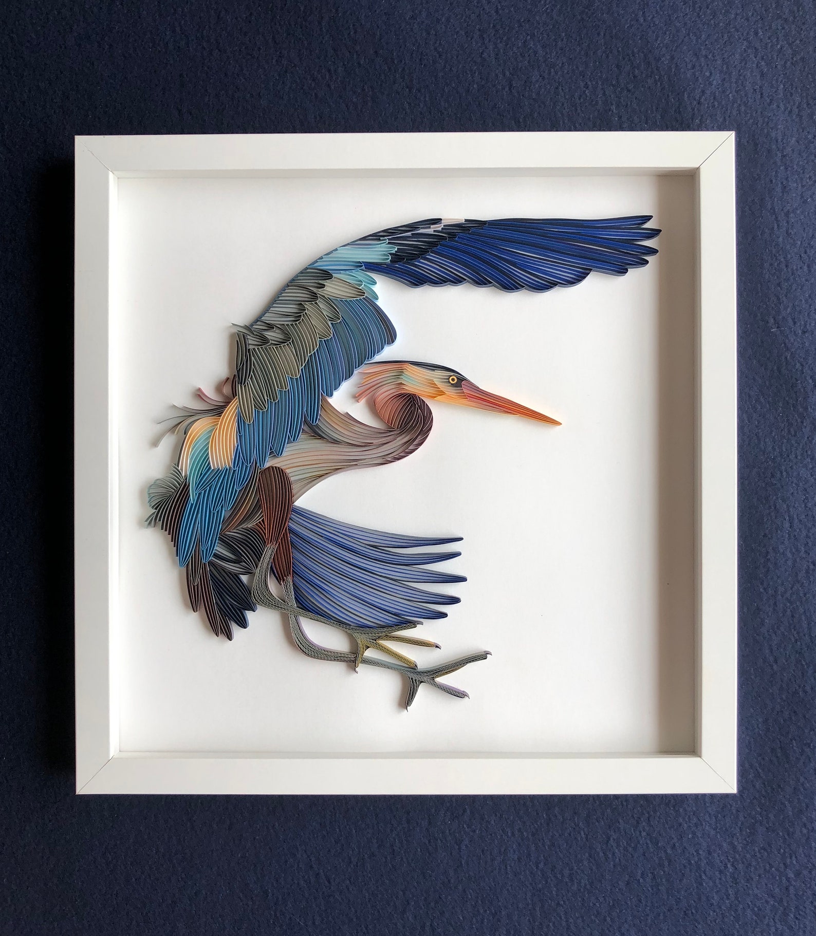 Quilled Bird Great Blue Heron 3D Paper Painting Unique Gift Etsy