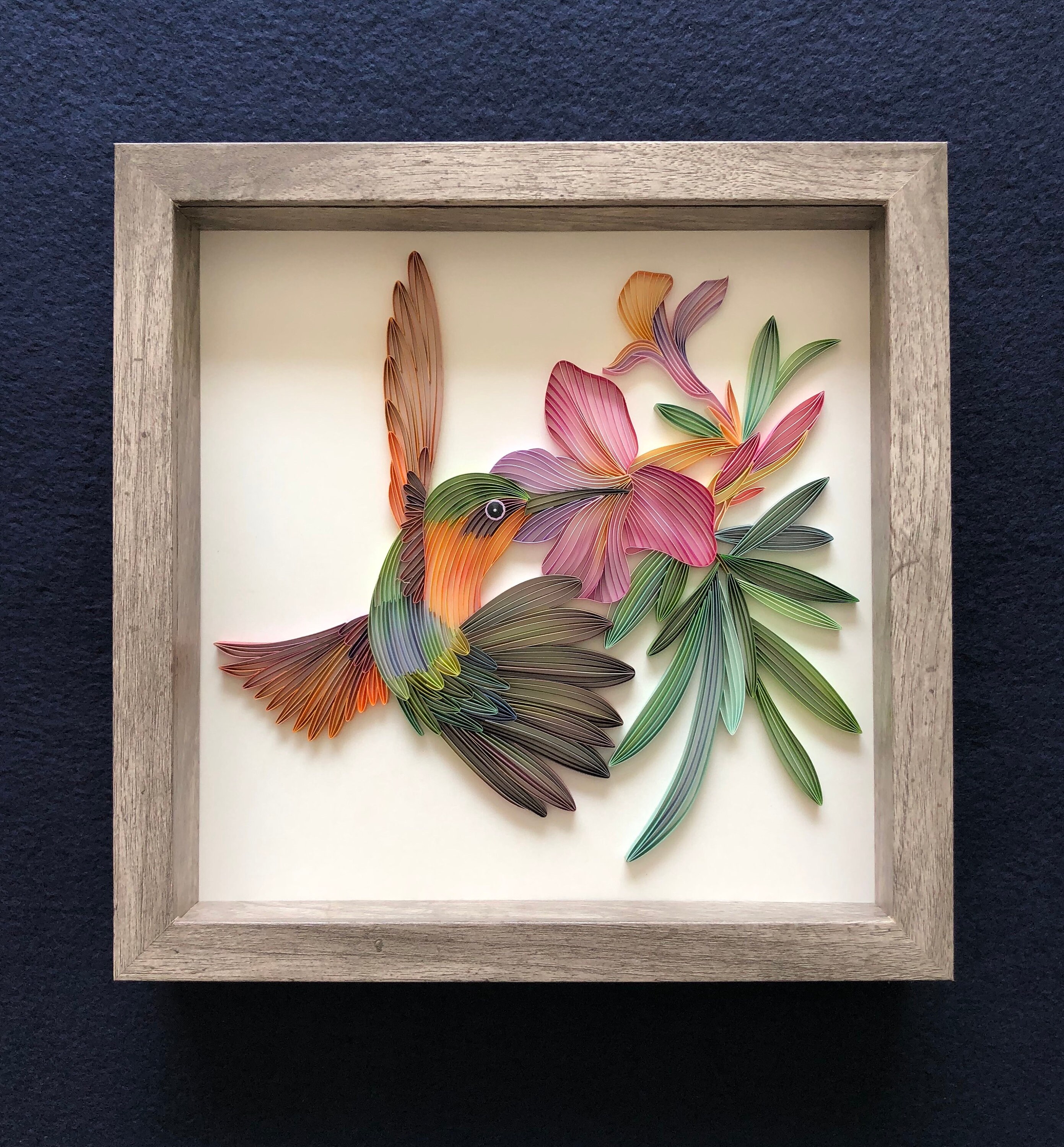 Quilled Bird and Flower Hummingbird 3D Paper Painting Etsy