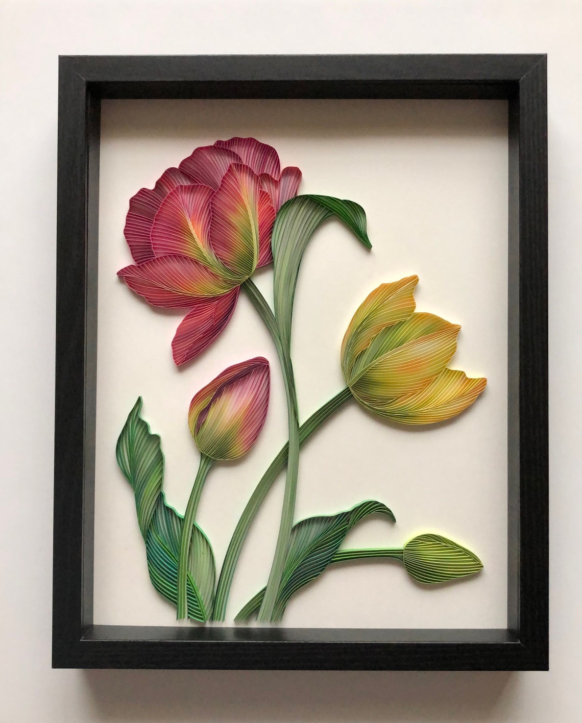 Quilled Flower Wall Art 3D Framed Paper Art Covered With Etsy