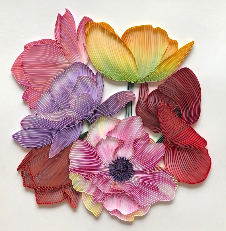 Quilled Flower Wall Art 3D Art Paper Painting Framed With Etsy