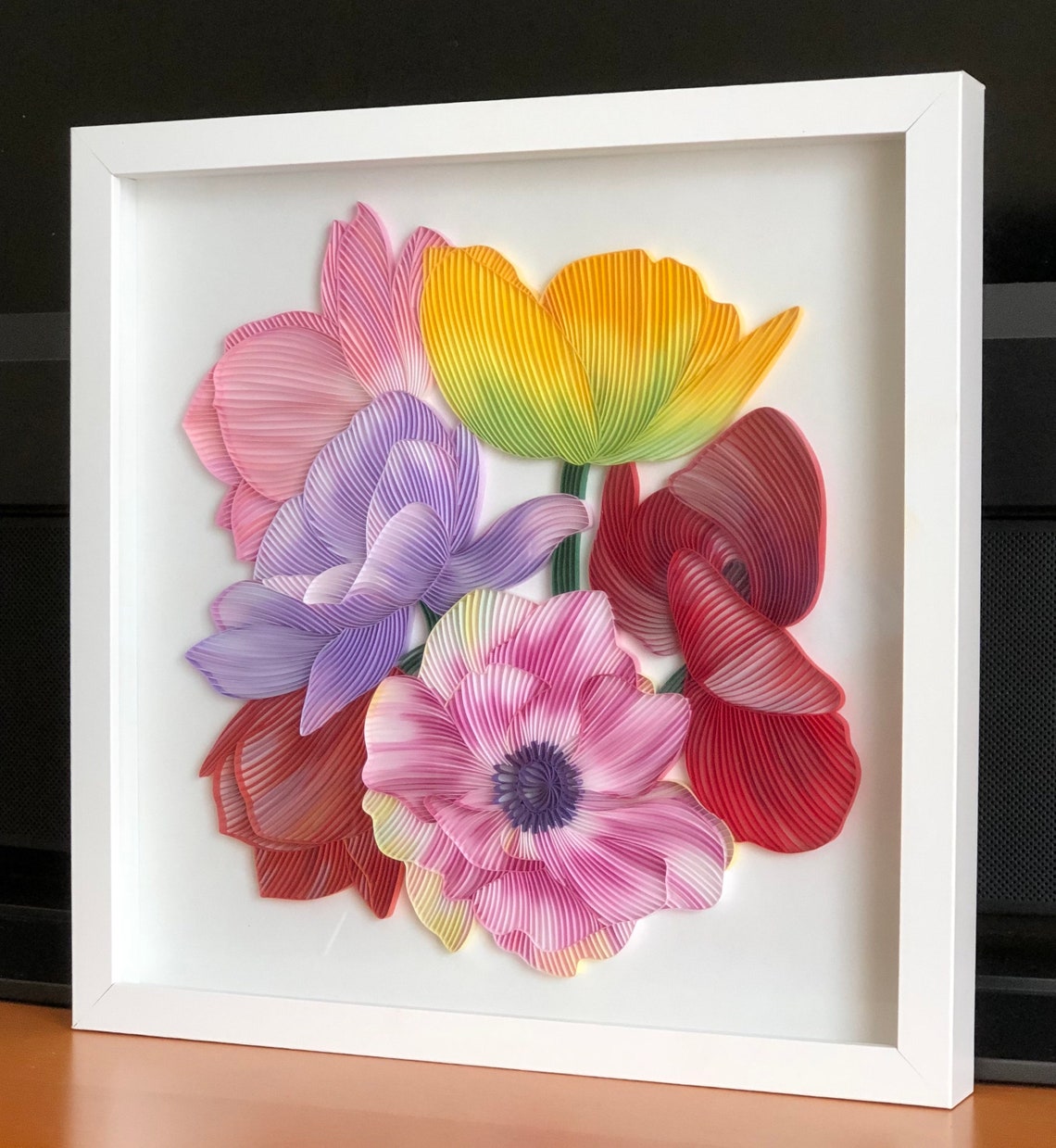 Quilled Flower Wall Art 3D Art Paper Painting Framed With Etsy