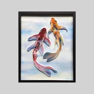 Quilled Fish, 20x16 Inches, Koi Fish, 3D Framed Paper Art, Covered with Acrylic, Unique Gift for Anniversary, Wedding, Birthday