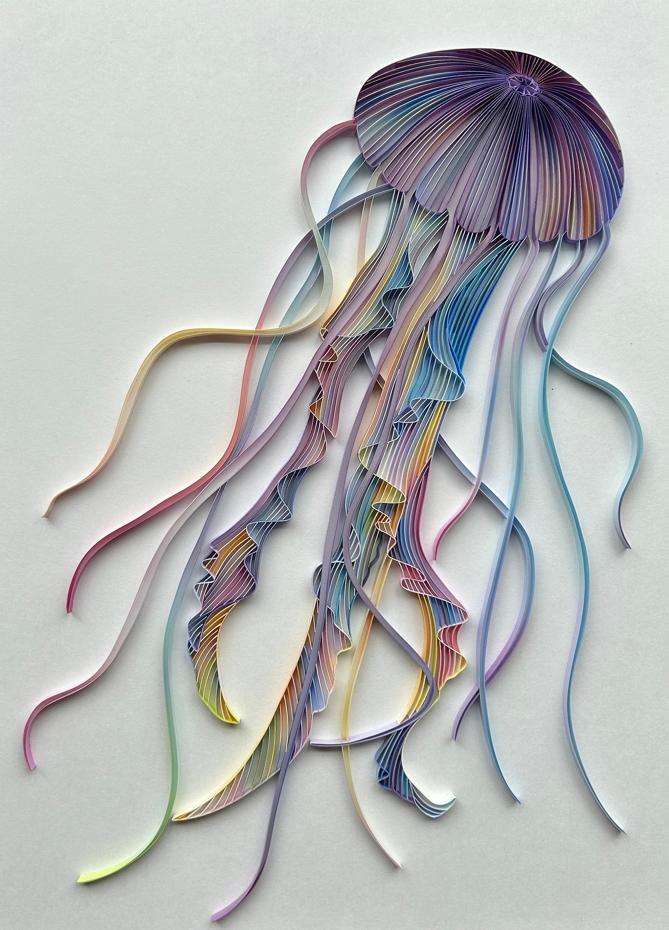 Quilled Wall Art, Jellyfish, 3D Framed Paper Art, Covered With