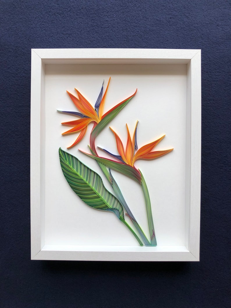 Quilled Flower Wall Art Bird of Paradise 3D Framed Paper Etsy