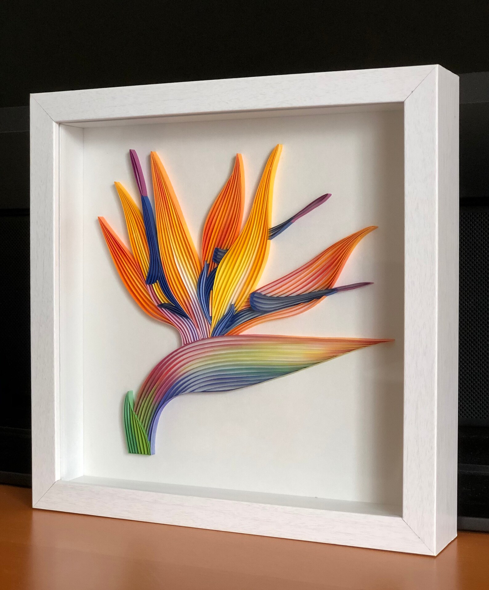 Quilled Flower Wall Art Bird of Paradise 3D Framed Paper Etsy