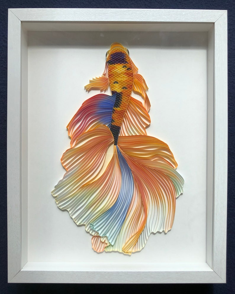 Quilled Wall Art Betta Fish 3D Framed Paper Art Covered Etsy