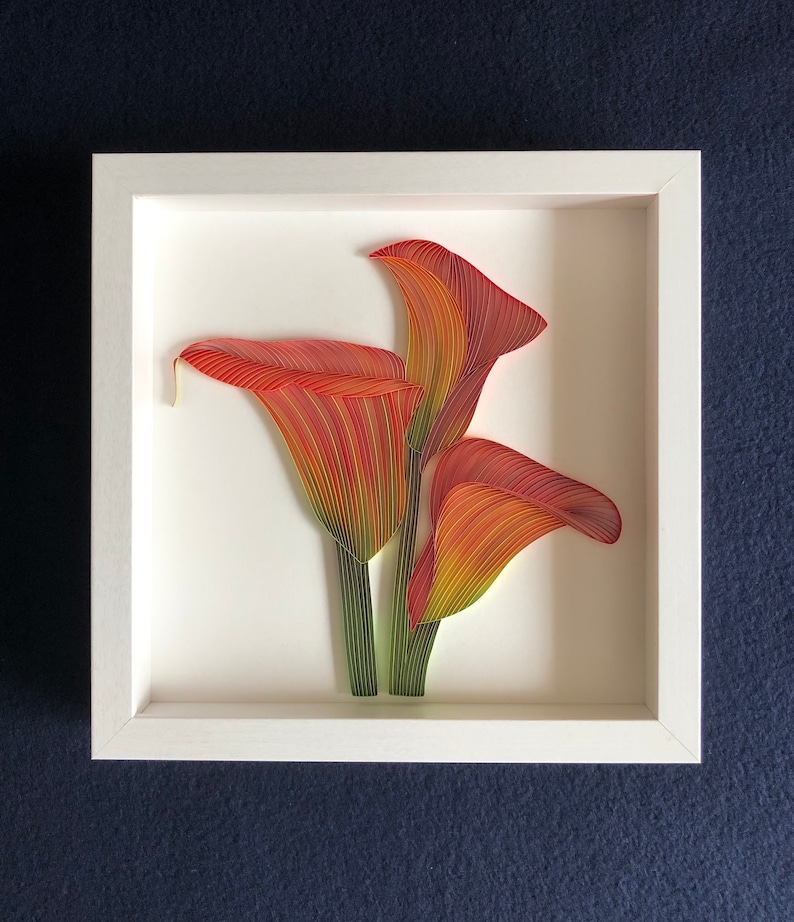 Quilled Flower Wall Art Calla Lilies 3D Framed Paper Art Etsy