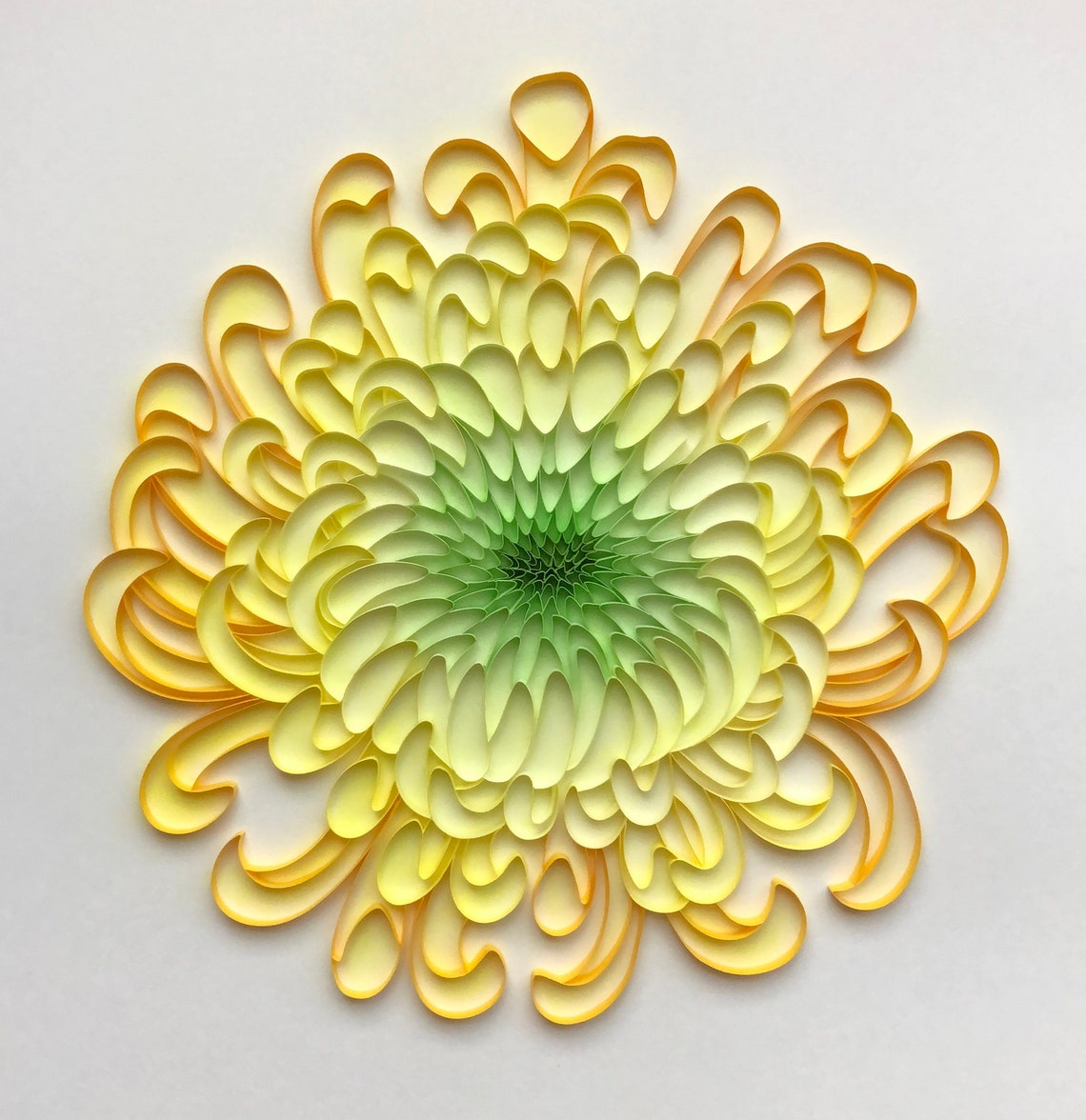 Quilled Flower Yellow Chrysanthemum 3D Art Home Decor Etsy