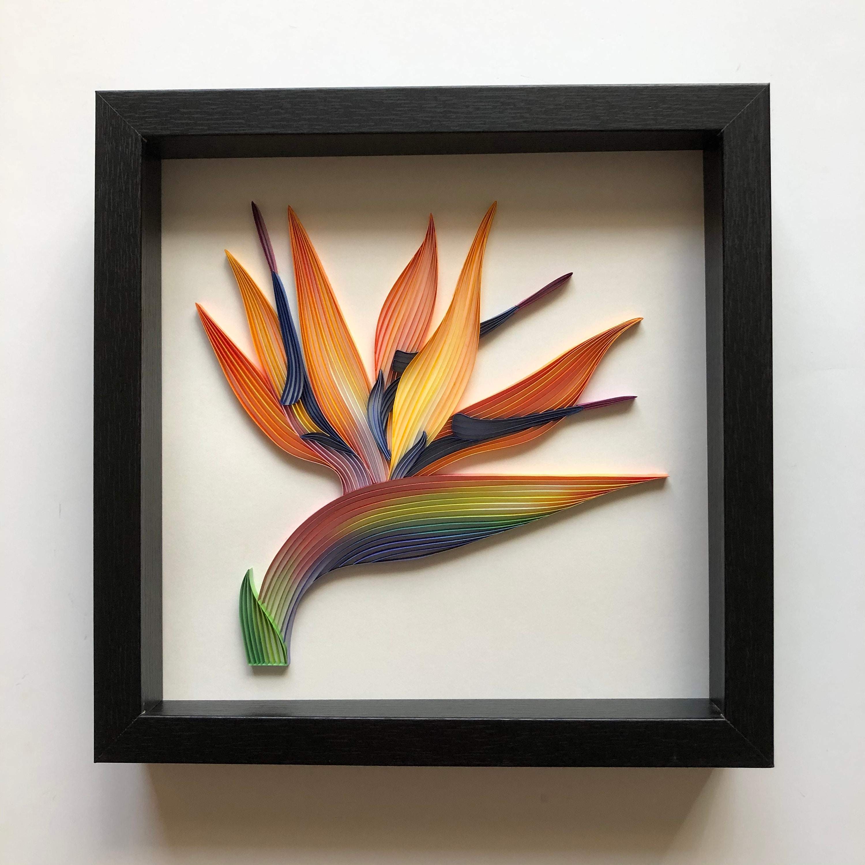 Quilled Flower Wall Art Bird of Paradise 3D Framed Paper Etsy