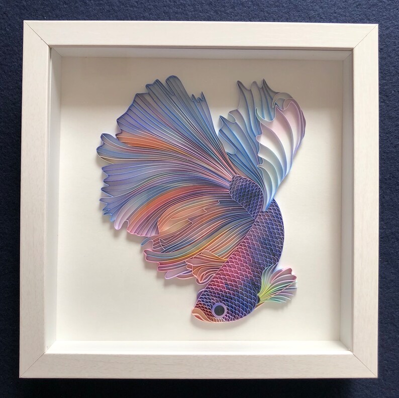 Quilled Fish Art Betta Fish 3D Framed Paper Painting Etsy