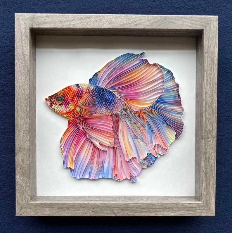 Quilled Fish Art Betta Fish 3D Framed Paper Painting Etsy