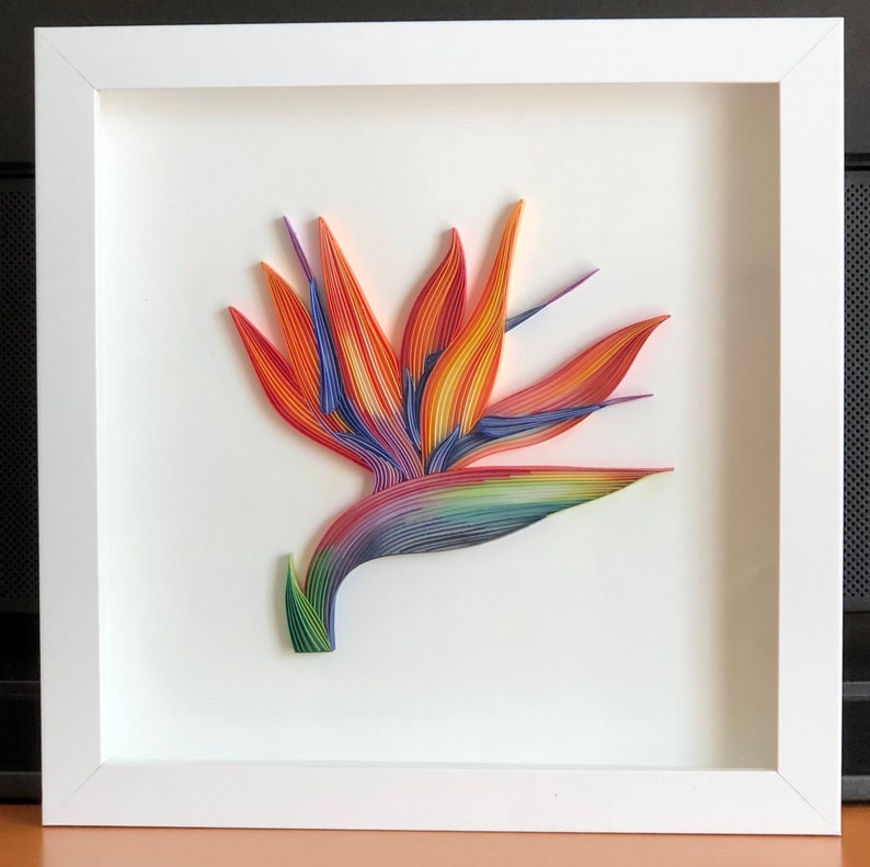 Quilled Bird of Paradise Flower 3D Art Home Decor Unique Etsy