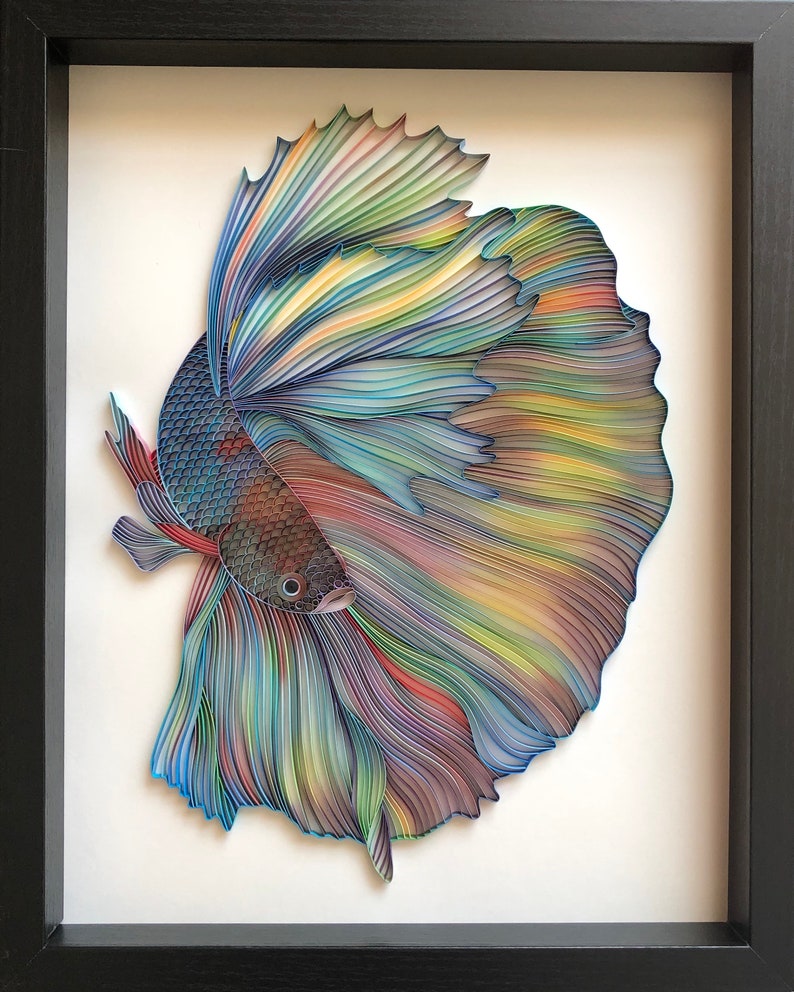 Quilled Fish Art Betta Fish 3D Framed Paper Art Covered Etsy