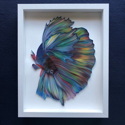 Quilled Fish Art Betta Fish 3D Framed Paper Painting Etsy