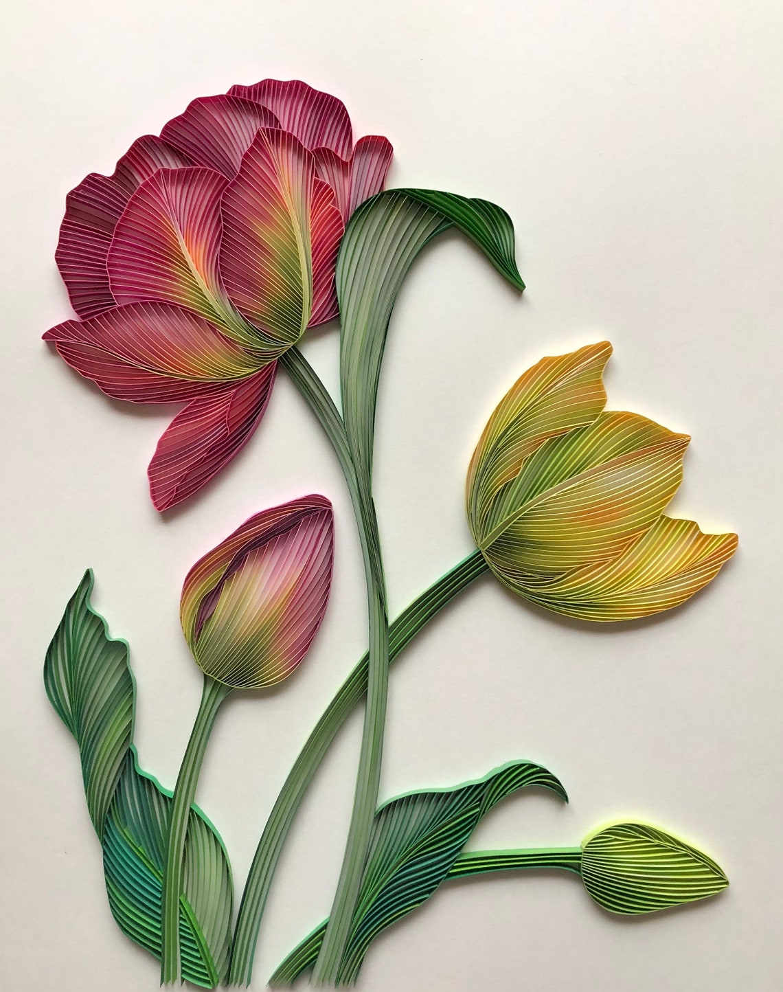 Quilled Flower Wall Art 3D Framed Paper Art Covered With Etsy