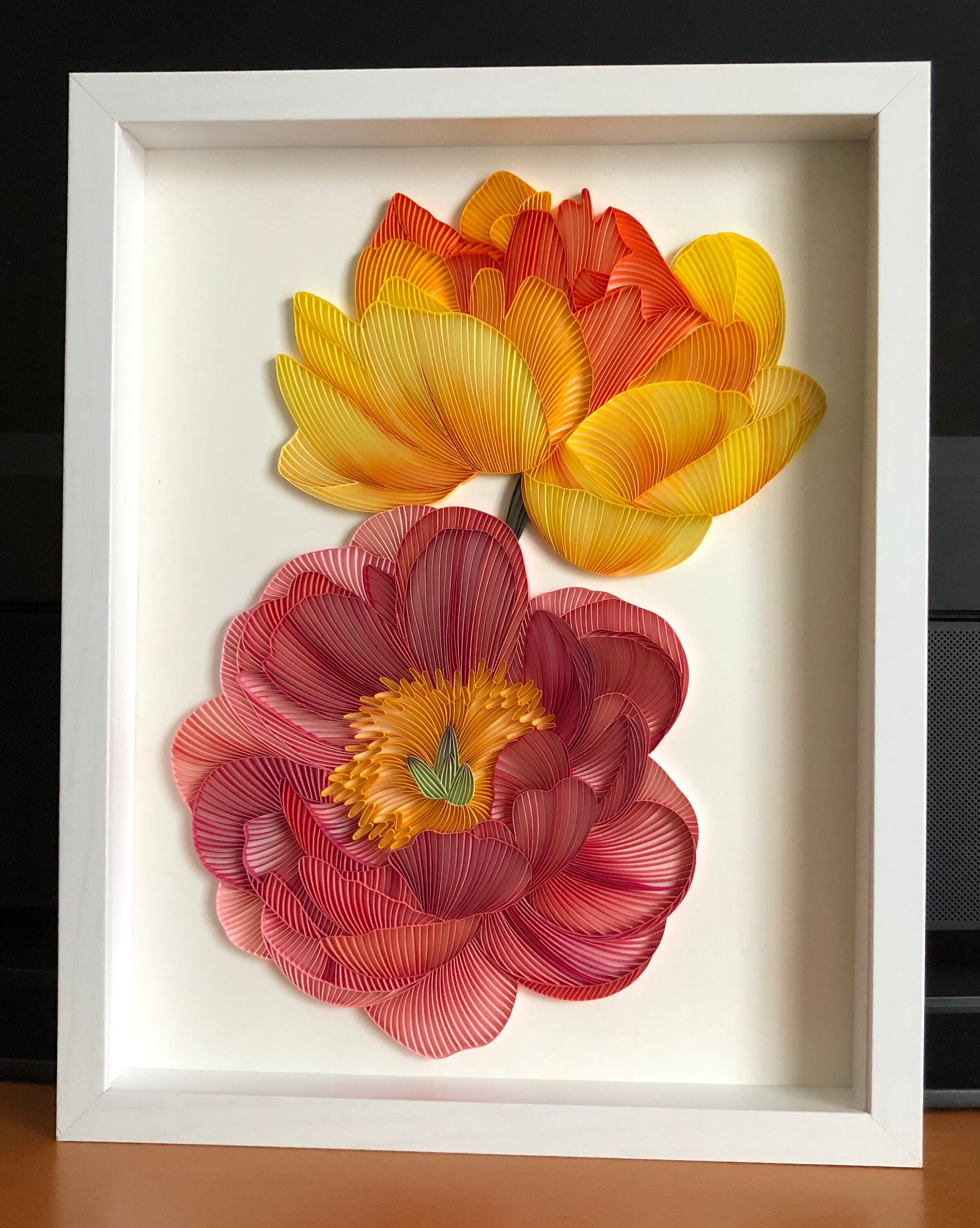 Download Quilled Flower Peony 3D Art Paper Painting Unique Gift for ...