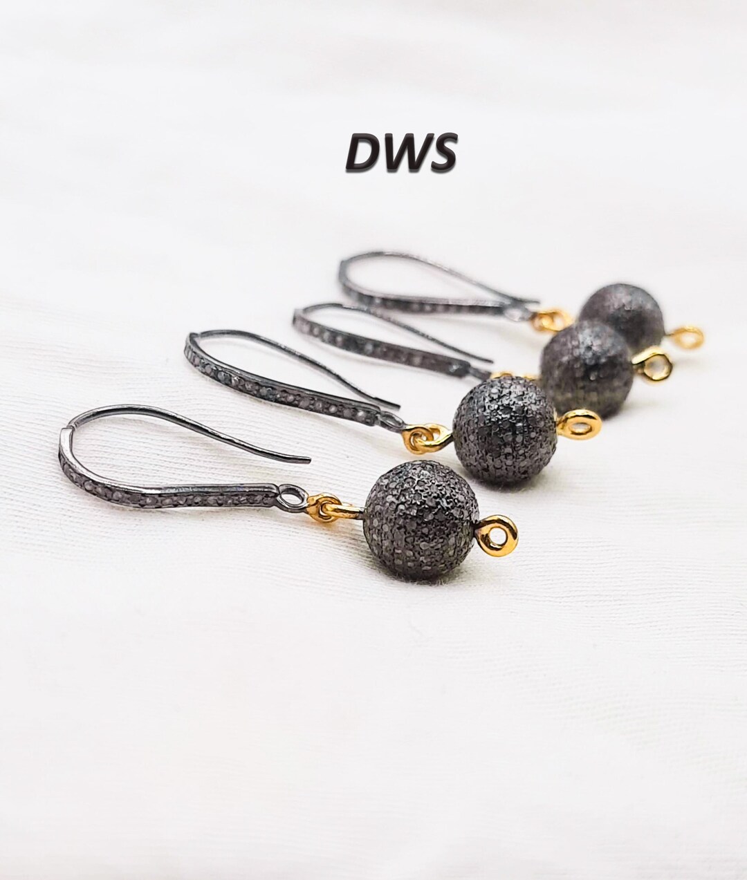 Buy Dangle Earring Handmade Pave Diamond Earring Silver Earring Round