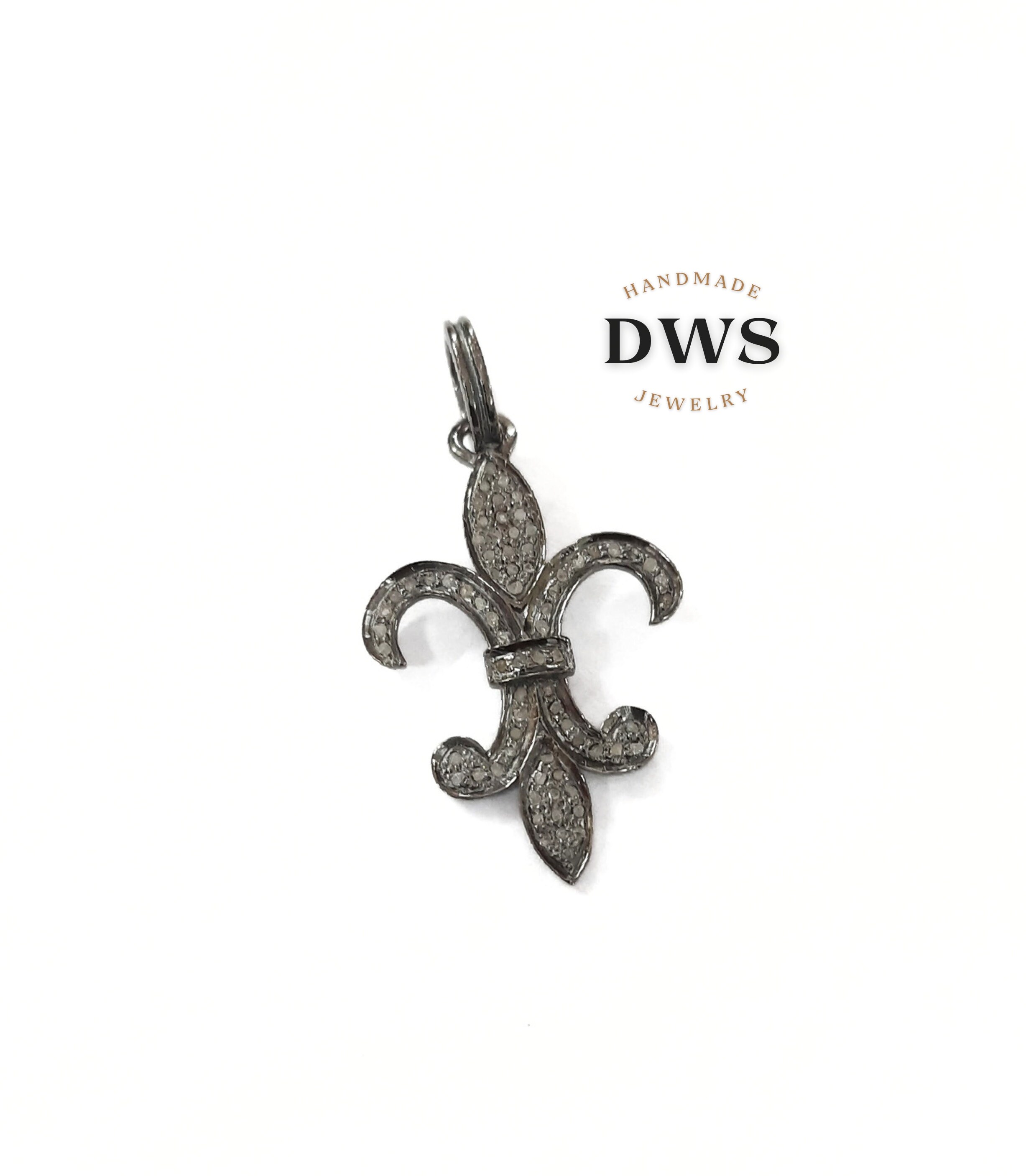 Buy Sterling Silver Fleur De Lis Pendant Pave Diamond Jewelry Fleur De