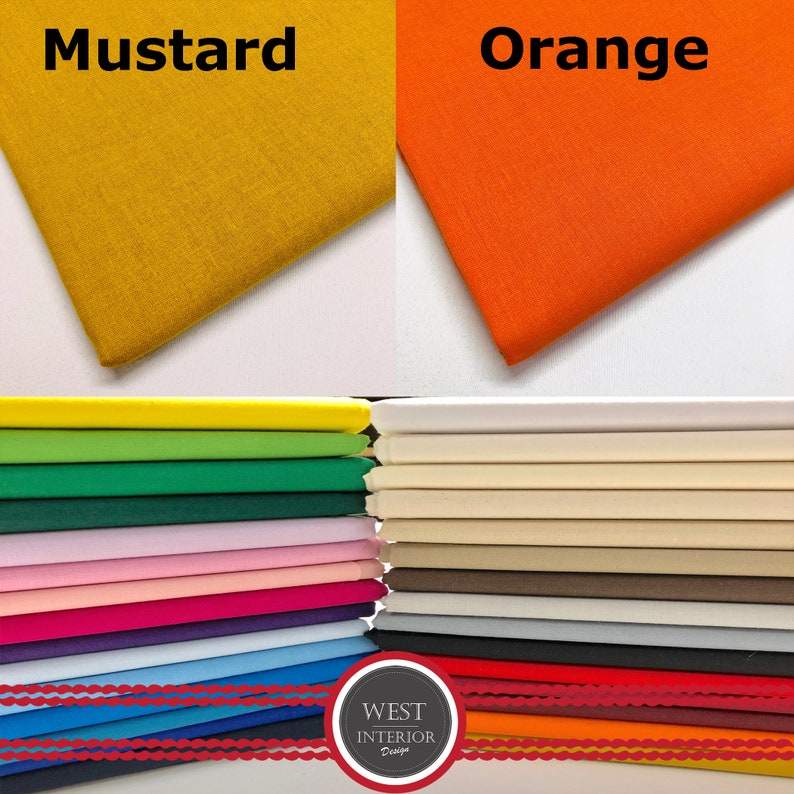 Plain Cotton Fabric by the Metre. 60 Wide 30 Colours. Etsy UK