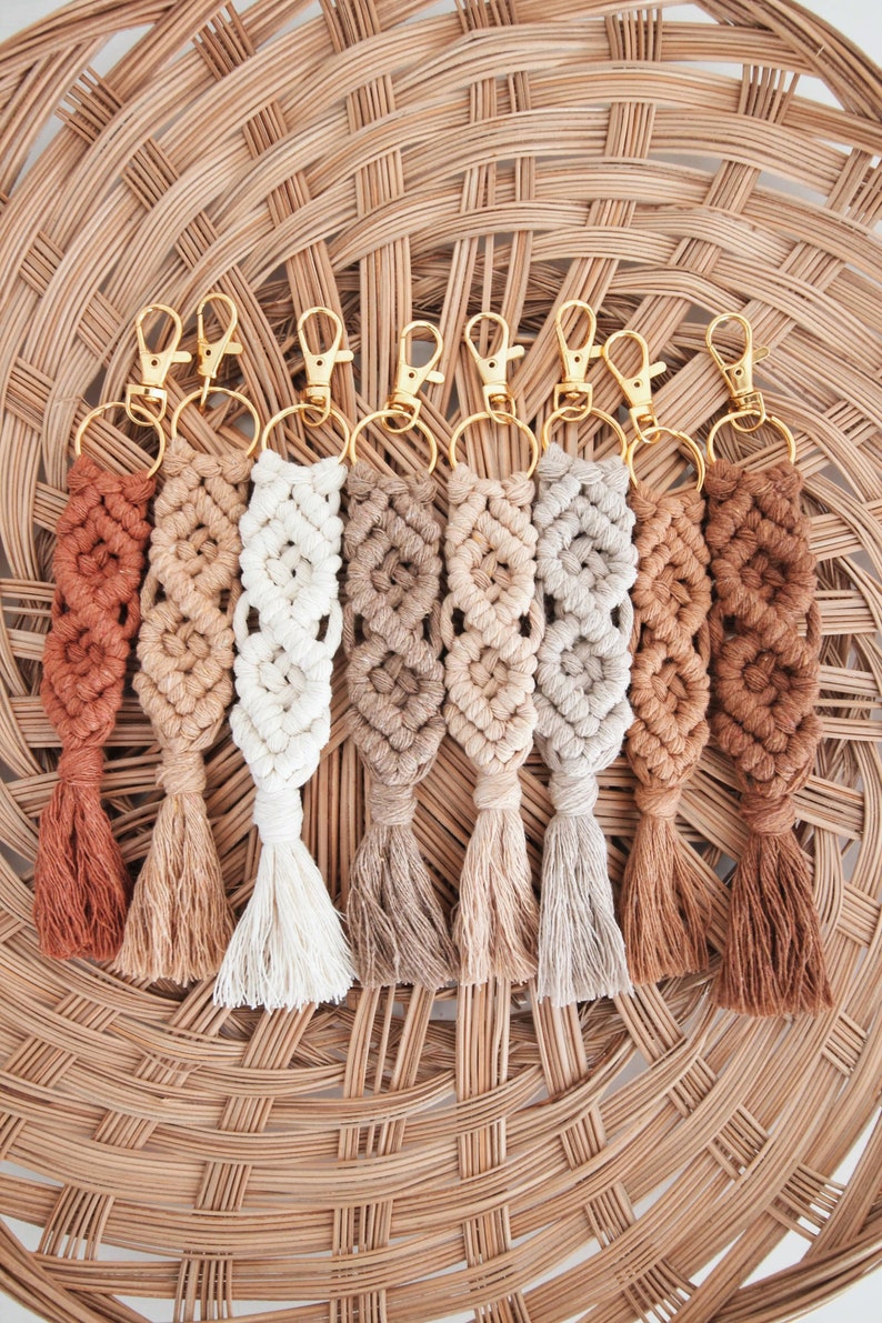 Macrame keychains/Lucy Keychain/Boho Keyring/GiftsMacrame Bag Charms image 1