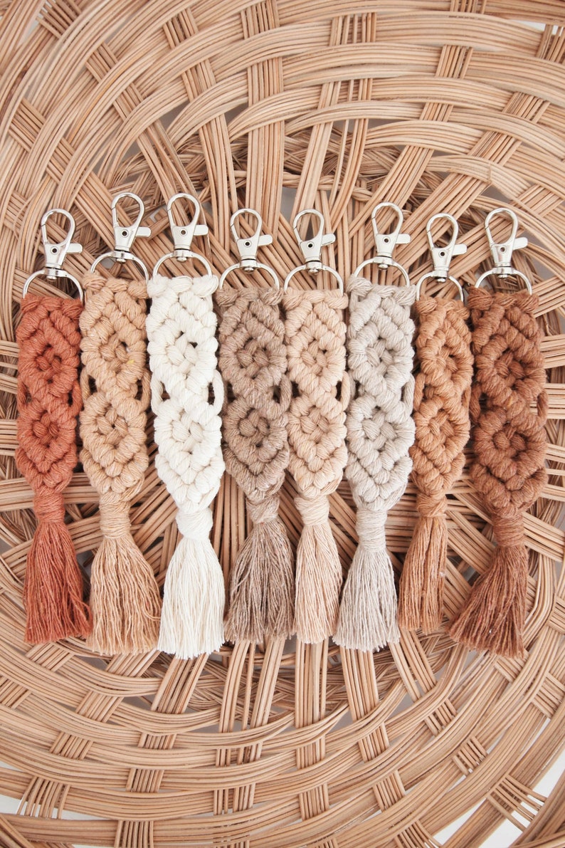 Macrame keychains/Lucy Keychain/Boho Keyring/GiftsMacrame Bag Charms image 5