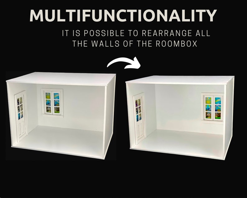 1/12 Scale Dollhouse Roombox: White MDF with Window & Door image 4