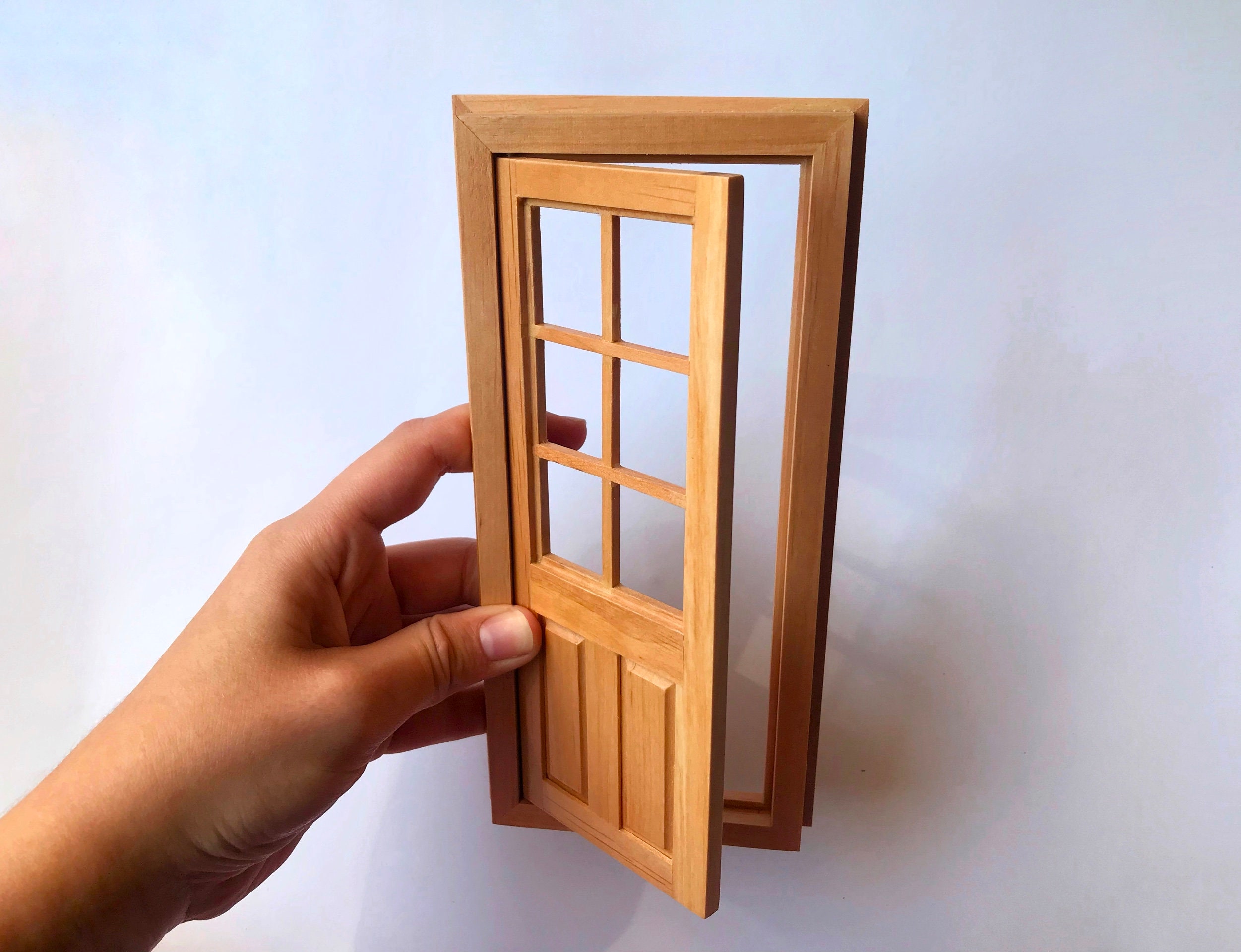 Melody Jane Puppenhaus Miniatur Tür – 1:12 Maßstab, Naturholz, Mit Oberlicht, 73 X 193 Mm