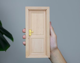 Casa delle bambole in scala 1/12, porte a 2 pannelli con pomello, porta in miniatura