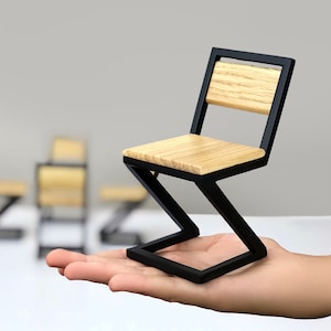 Miniature wooden table with chairs, 1/6 scale, Loft furniture