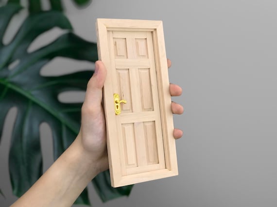 1/6 Scale DollHouse Internal 4 Panel Black Door, DIY, Miniature Wood Door