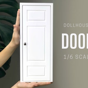 1/6 scale DollHouse Internal 3 panel Door, DIY accessory, Miniature Wood door