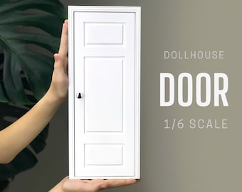 1/6 scale DollHouse Internal 3 panel Door, DIY accessory, Miniature Wood door