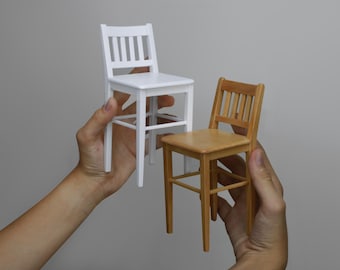 1/6 Scale Wooden Dollhouse Pub Chair: Miniature Furniture