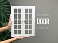 1/6 Scale Wooden Dollhouse Double Door: White French Patio Doors