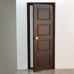 1/6 scale DollHouse Internal Door with doorhandle, 4 horizontal panel Miniature Wooden doors