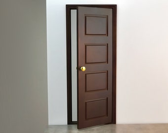 1/6 Scale Dollhouse Internal Door With Doorhandle, Horizontal