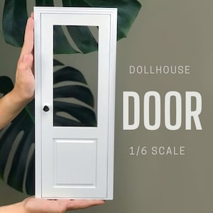 1/6 scale DollHouse Door with glass, DIY accessory, Miniature 1-6 scale door, door for your dollhouse, roombox door