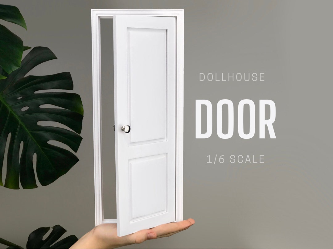1/6 Scale 2 Panel Wooden Door for Dollhouse, DIY Accessory, Miniature 1-6 Scale Door, White ...