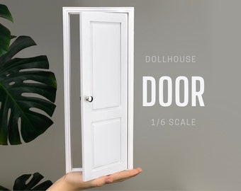 1/6 scale 2 panel wooden Door for DollHouse, DIY accessory, Miniature 1-6 scale door, white painted