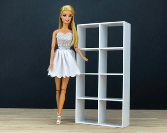 DollHouse shelving 8 cells, 1/6 scale, DIY accessory, Miniature furniture for 12 inch Doll