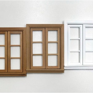 1/12 scale Dolls House 2 frame Window, Wood windows with glass, DIY accessory, Miniature painted Wood windows, Dolls window