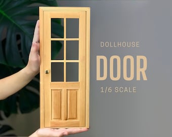 Porte intérieure en bois miniature pour maison de poupée, échelle 1/12, non peinte, design classique à 4 panneaux - France