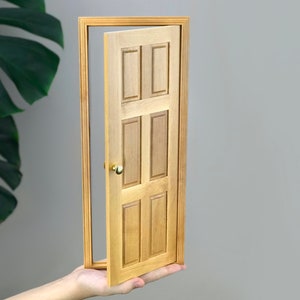 1/6 scale DollHouse wooden 6 panel Door, for 12 inch doll, DIY accessory, Miniature 1-6 scale door, wood varnish