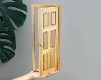 1/6 scale DollHouse wooden 6 panel Door, for 12 inch doll, DIY accessory, Miniature 1-6 scale door, wood varnish